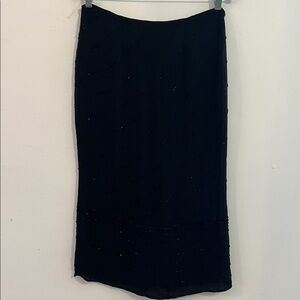 Ralph Lauren Black Beaded 100% Silk Pencil Skirt